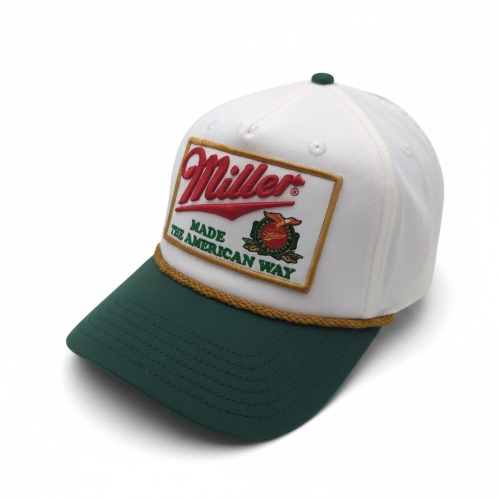 Miller High Life Hat Made The American Way Snapback Green White Trucker Cap OSFM